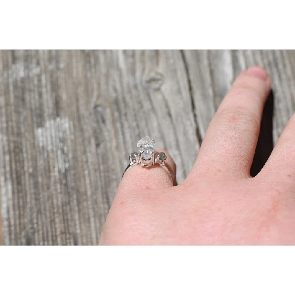 Engagement ring Montana sapphire and Lake County diamond  size 5 6 7 8 9 10 avel